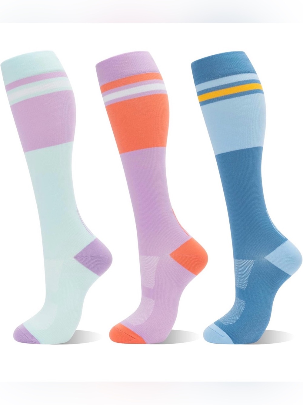 Fenglaoda Compression Socks Color Block Athletic Socks